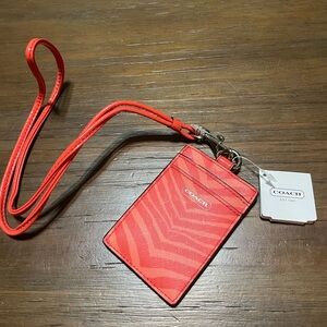 Coach Red Lanyard ID Holder